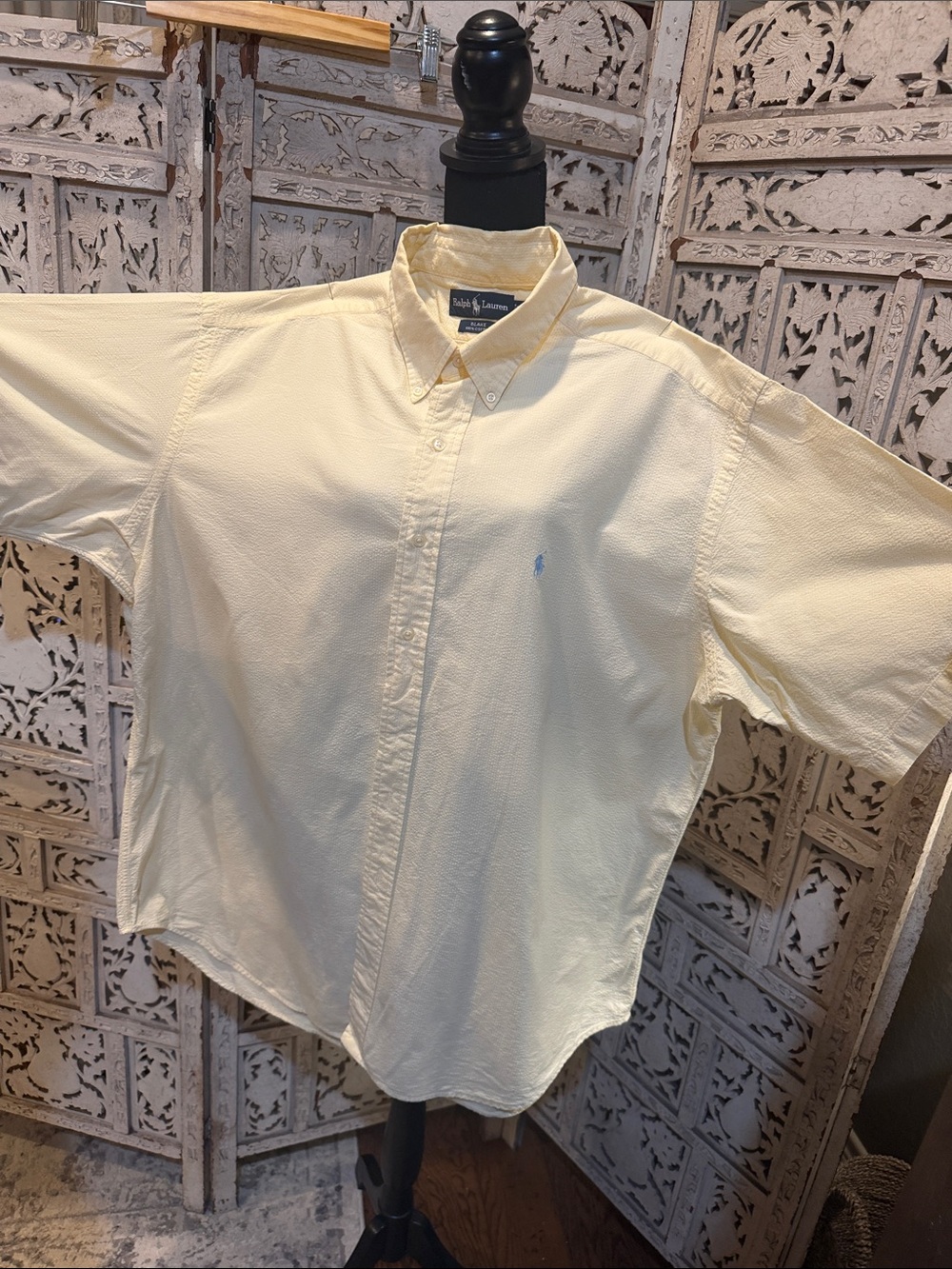 Ralph Lauren Pale Yellow Seersucker Short-Sleeve Button-Down Shirt